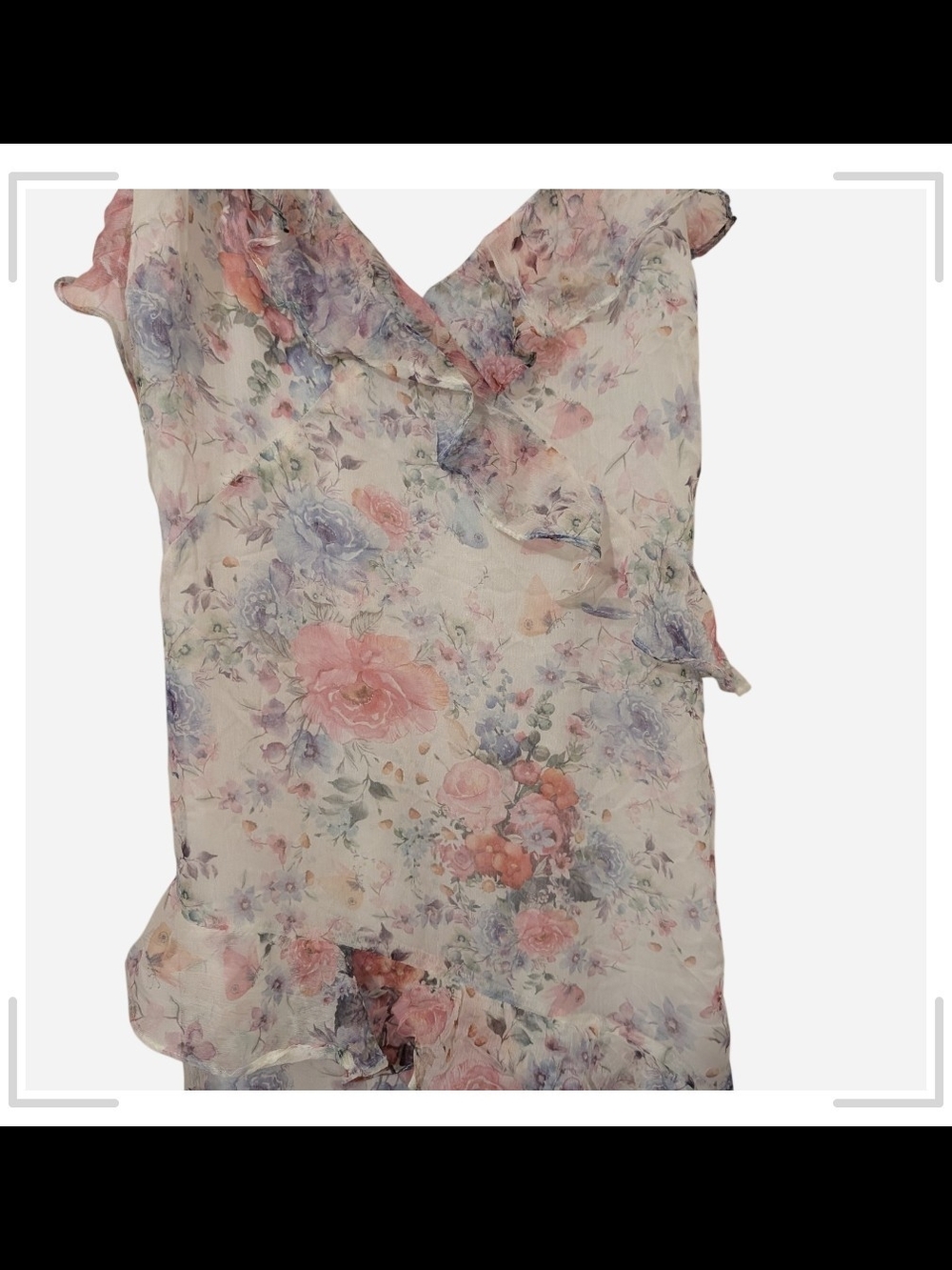 Storia Floral Ruffle Maxi Dress - Pink, Blue, White - Picture 7 of 8